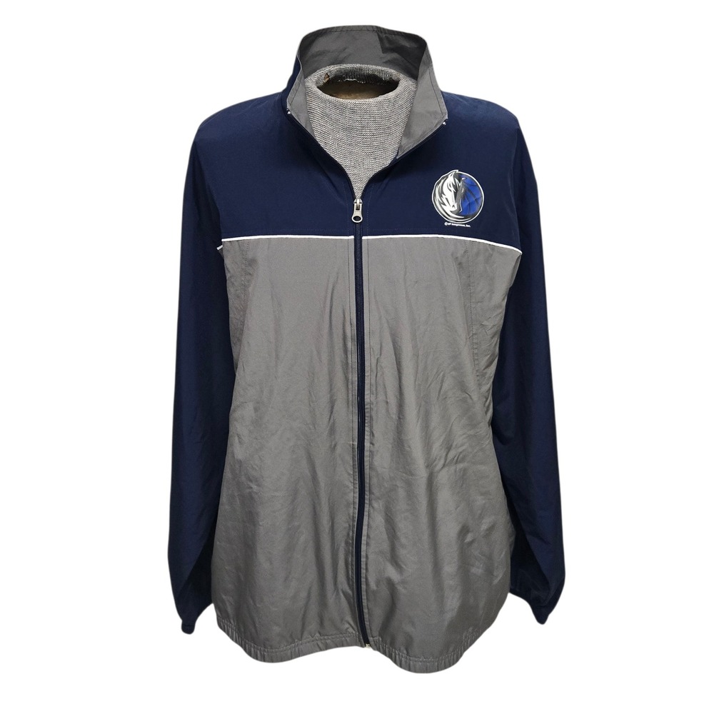 NBA Dallas Mavericks Windbreaker Jacket Full Zip Men's XL Blue Grey ZA08 MINT